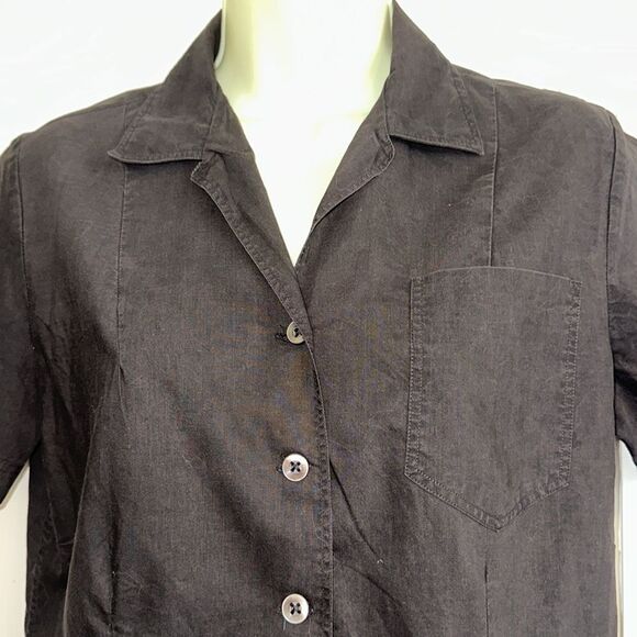 Vintage 60s Ship ‘n Shore Black Button-Up Short Sleeve Shirt - Picture 2 of 7